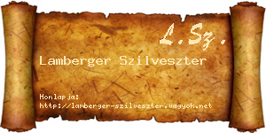 Lamberger Szilveszter névjegykártya